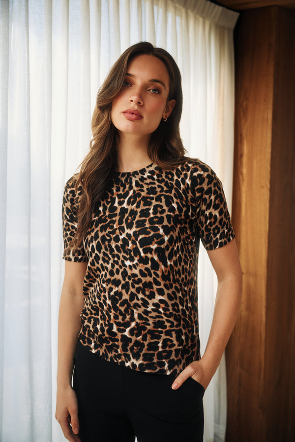 lady day sweater sage leopard print